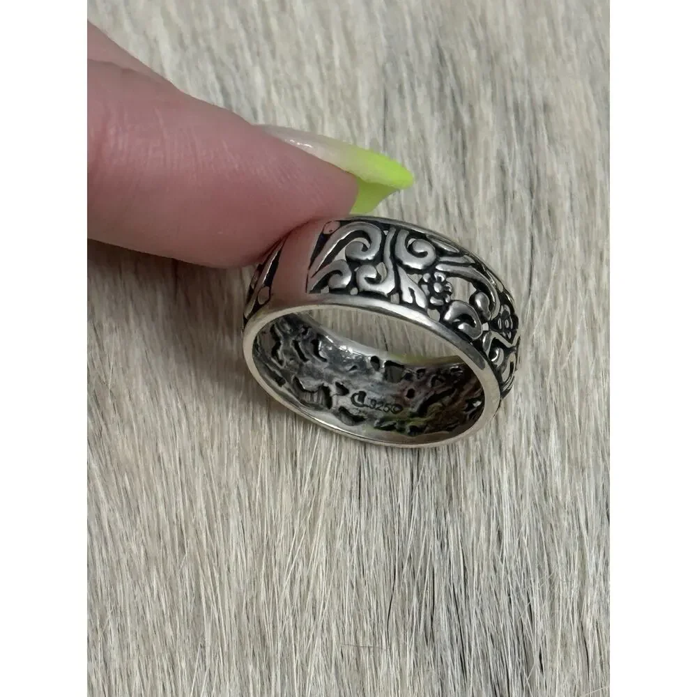 Carolyn Pollack Relios Sterling Silver Floral Flowers Scrolly Braided Ring 7